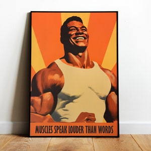 Póster de gimnasio retro, impresión digital de culturismo, impresión de pared de gimnasio, impresión retro, póster de culturismo, impresión de gimnasio, arte para el hogar, arte de pared de gimnasio, póster de fitness