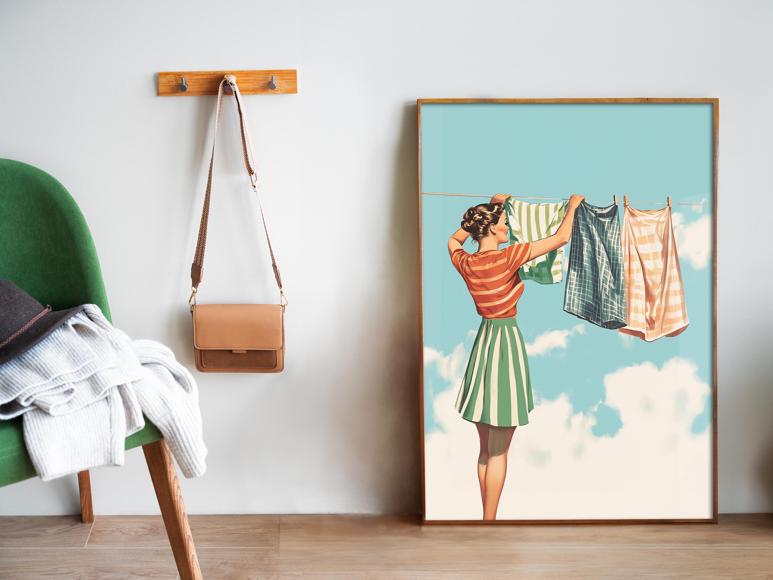 Laundry Wall Art Printable Retro Housewife Art Print Laundry Day Poster ...