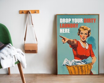 洗濯物をここに落としてください。印刷可能なランドリーウォールアート