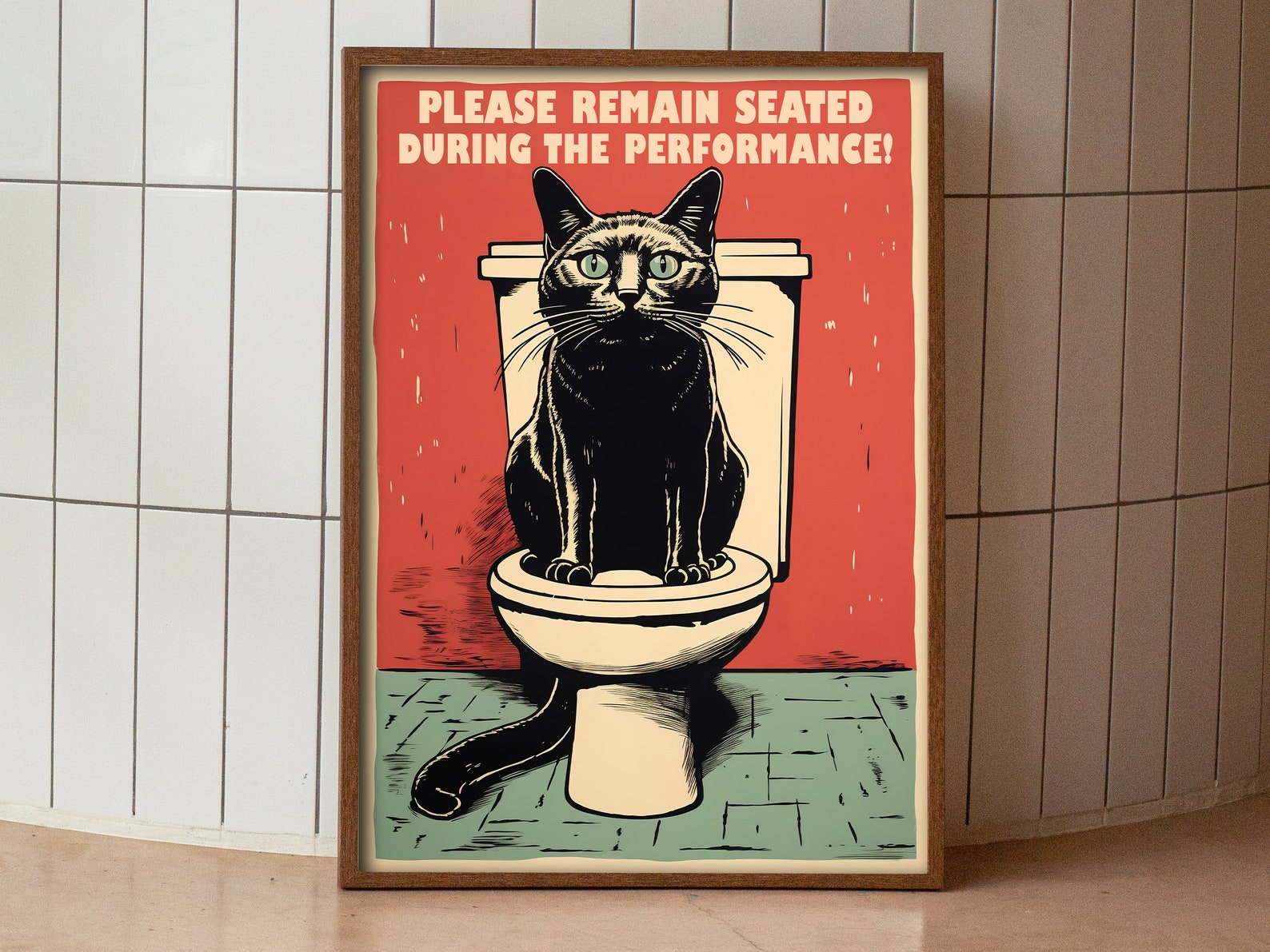 Funny Toilet Printable Cat on the Toilet Print Funny Toilet Etsy