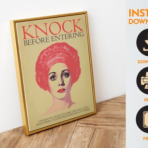 Knock Before Entering Poster Printable Bathroom Wall Art Funny Toilet ...