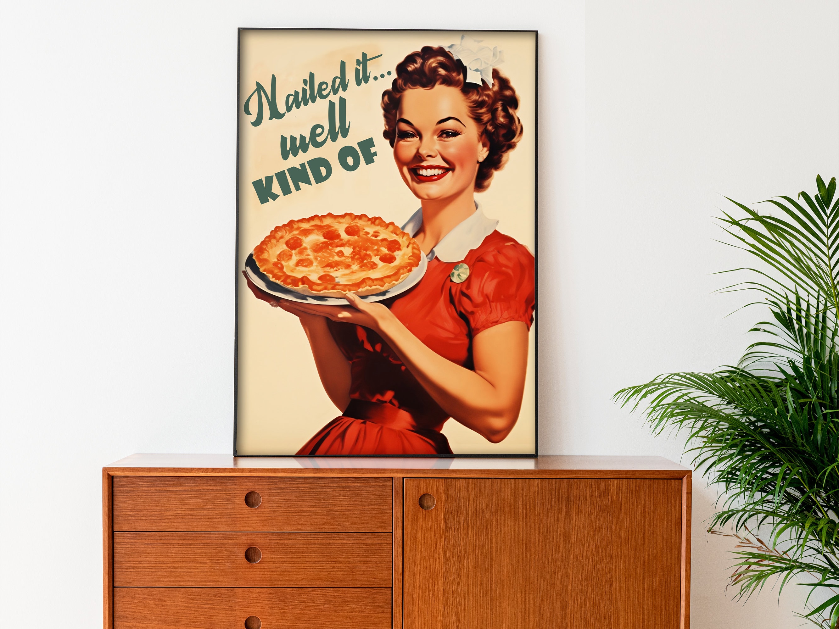 Retro Kitchen Print Kitchen Wall Art Funny Retro Print 50s Style Poster Cooking Print Pie Print ...