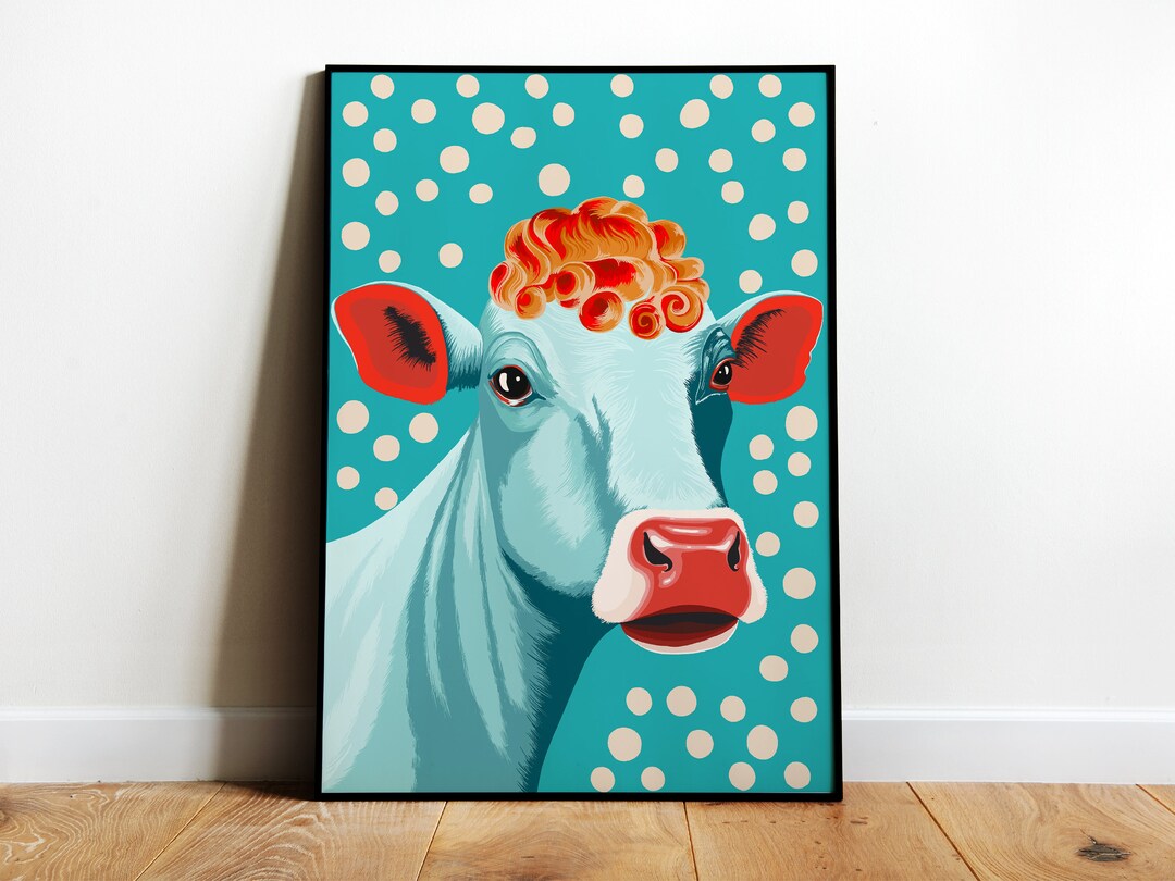 Funny Cow Wall Art Funny Maximalist Wall Art Funny Poster Animal Art