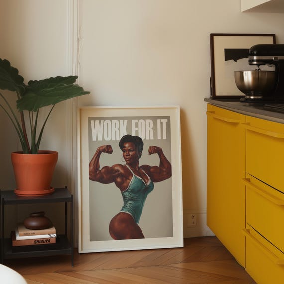 Work For It Poster – Strong Woman Gym Wall Art Fitness Motivation Poster (Digital Download)