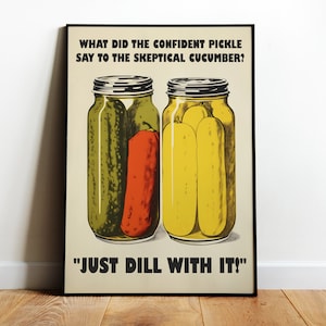 Retro Küche Druck Lustige Küchen Kunst Lustige Poster Essen druckbare Kunst Gurke Kunstdruck Einweihungsparty Geschenk Food Art lustige Kunst für Küche