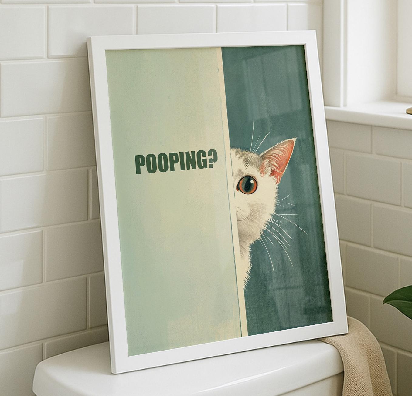 Toilet Poster Funny Cat Bathroom Art Are You Pooping Powder Room Decor ...