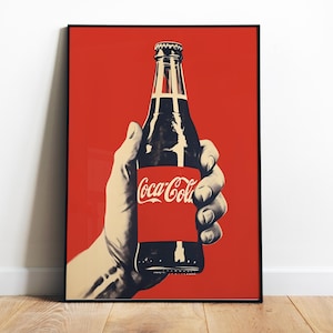 Vintage Coca-Cola Print Retro Poster For Cafe Vintage Bar Poster Break Room Art Retro Coke Print Cola Bottle Print Digital Red Office Poster