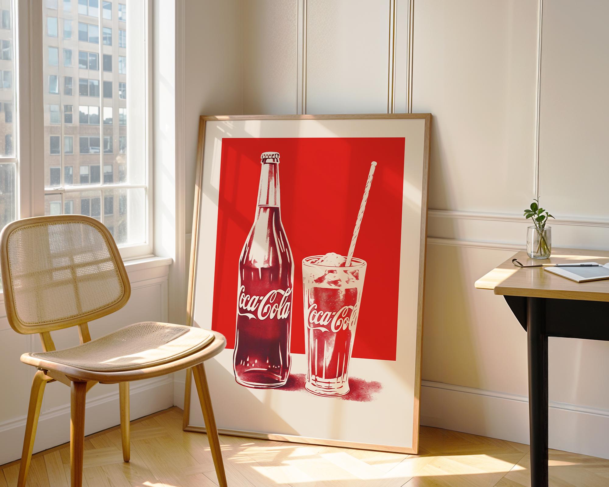 Vintage Coca-cola Poster Retro Bar Print Midcentury Kitchen Art