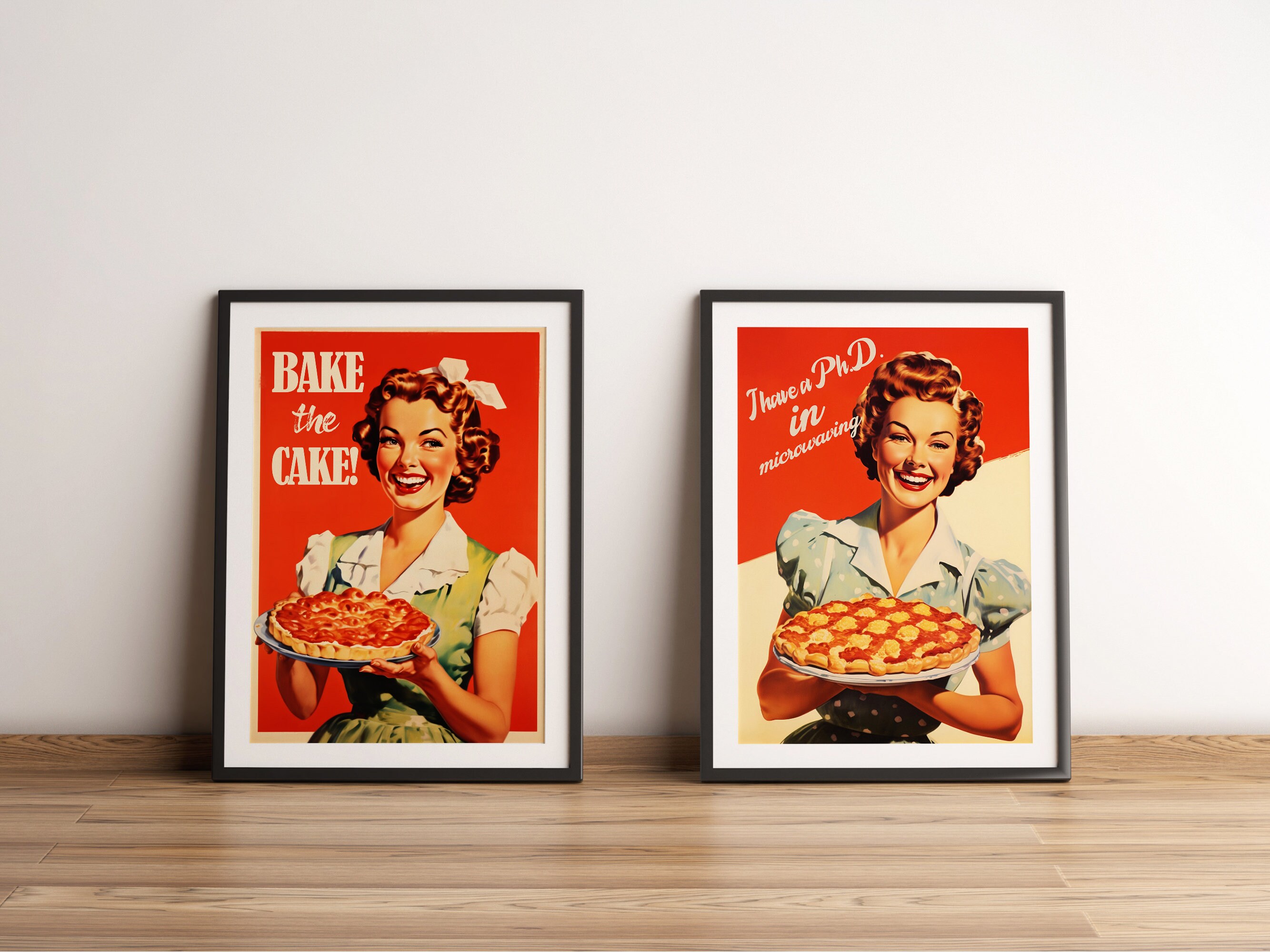 Retro Kitchen Print Set of 6 Funny Retro Prints Kitchen Wall Art 50s