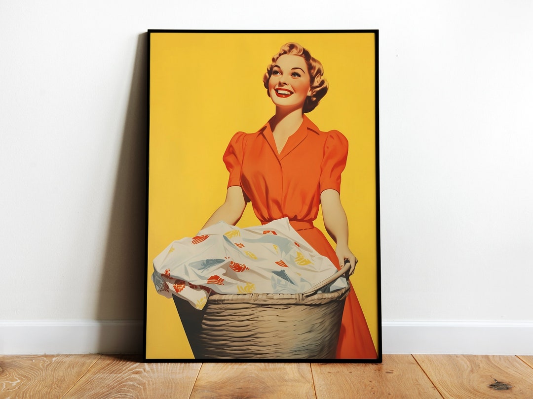 Laundry Wall Art Retro Housewife Art Vintage 50s Print Laundry Day Art