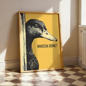 Retro Bathroom Wall Art Printable Funny Duck Poster Pooping Digital ...