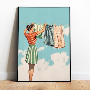 Laundry Wall Art Printable Retro Housewife Art Print Laundry Day Poster Utility Room Decor Dressing Room Art Loads of Fun Closet Art Print