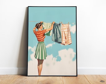 Laundry Wall Art Printable Retro Housewife Art Print Laundry Day Poster Utility Room Decor Dressing Room Art Loads of Fun Closet Art Print