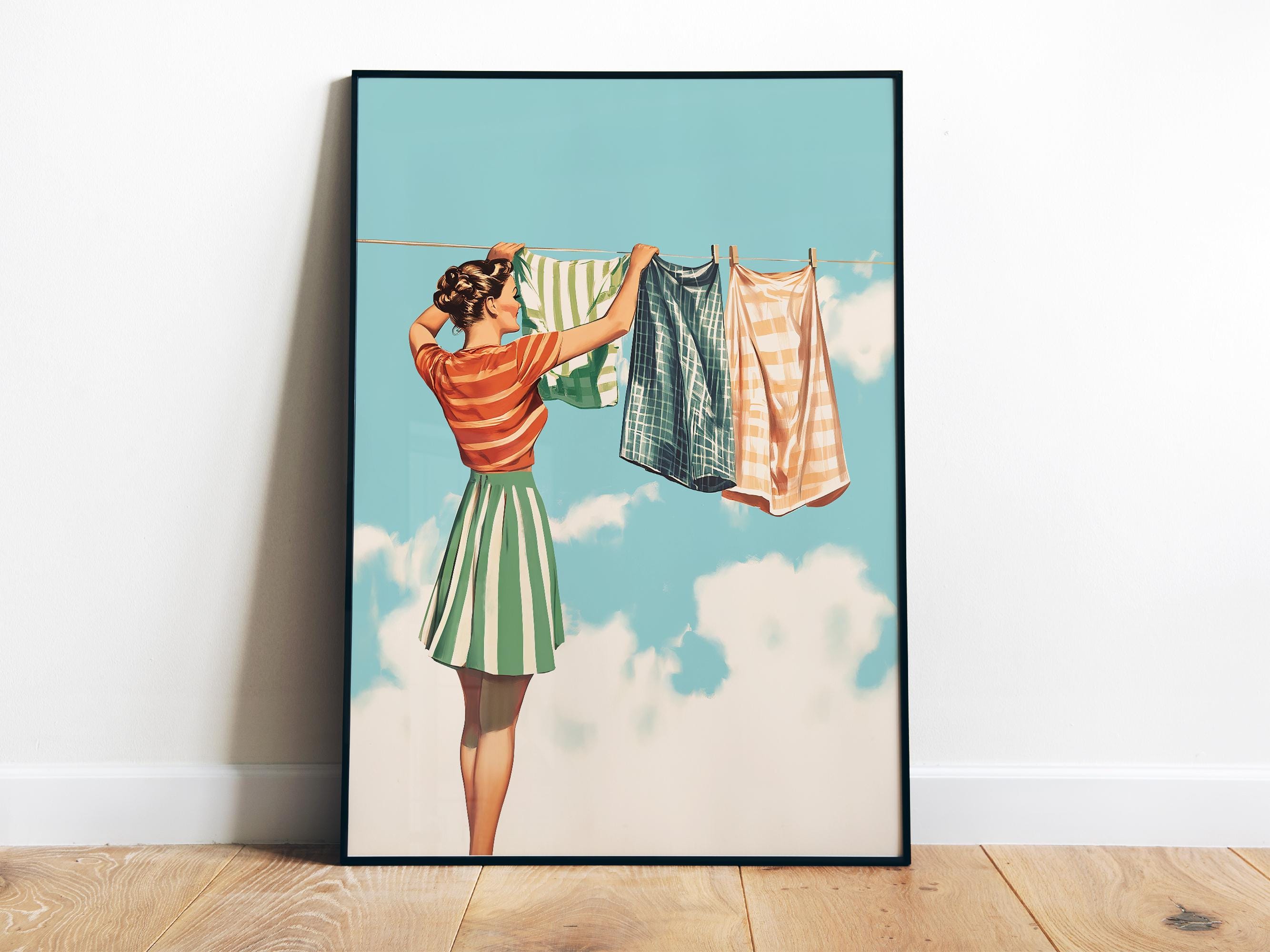 Laundry Wall Art Printable Retro Housewife Art Print Laundry Day Poster ...