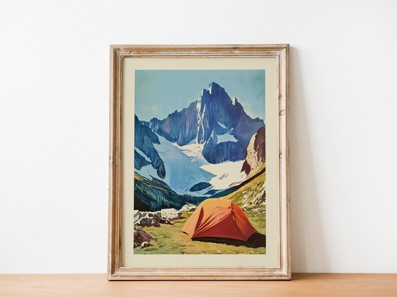 Retro Tent Outdoors Art Prints Mountain Camping Print Hiking Wall Art Printable Rock Climbing Art Cabin Wall Print Outdoorsy Home Decor
