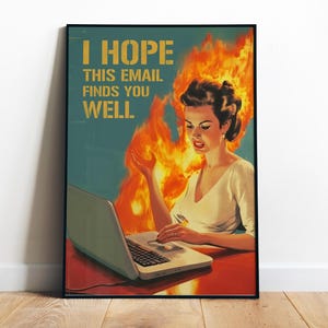 Hope This Email Finds You Well Funny Office Wall Art Printable Corporate Art Retro Office Cubicle Decor Fun Work Rrint Gift for Colleague