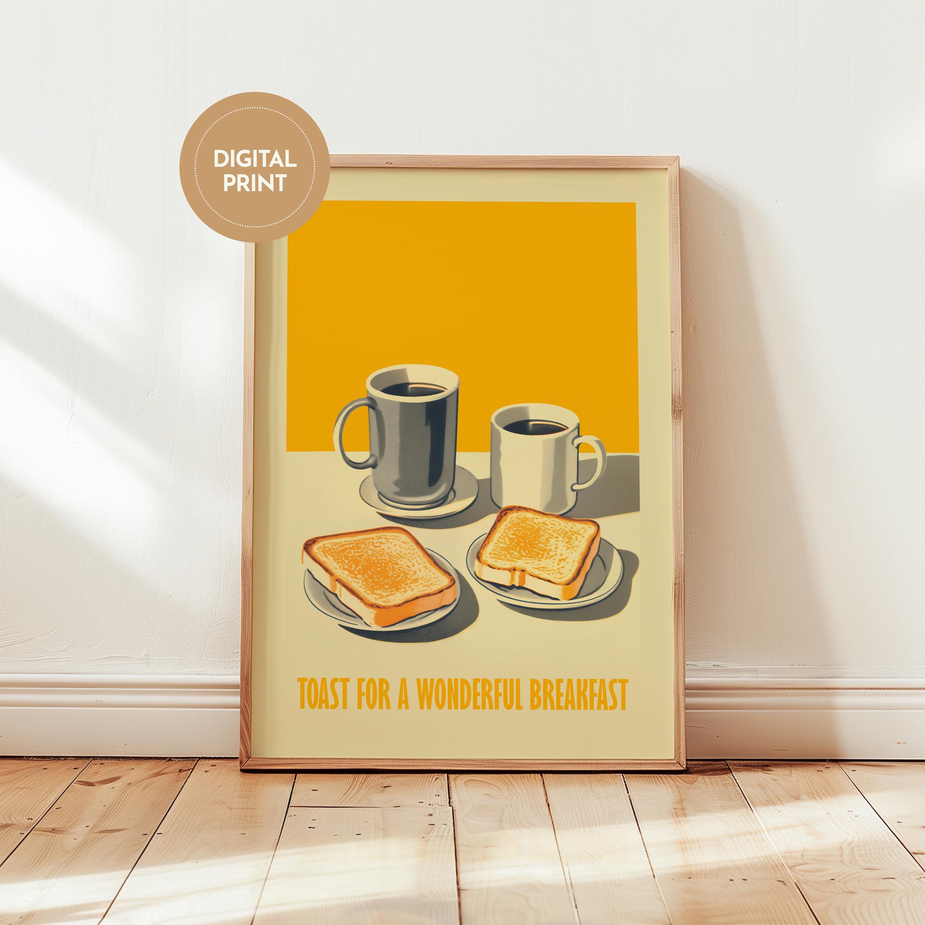 Toast and Coffee Digital Print Breakfast Wall Art Nostalgic Cafe ...