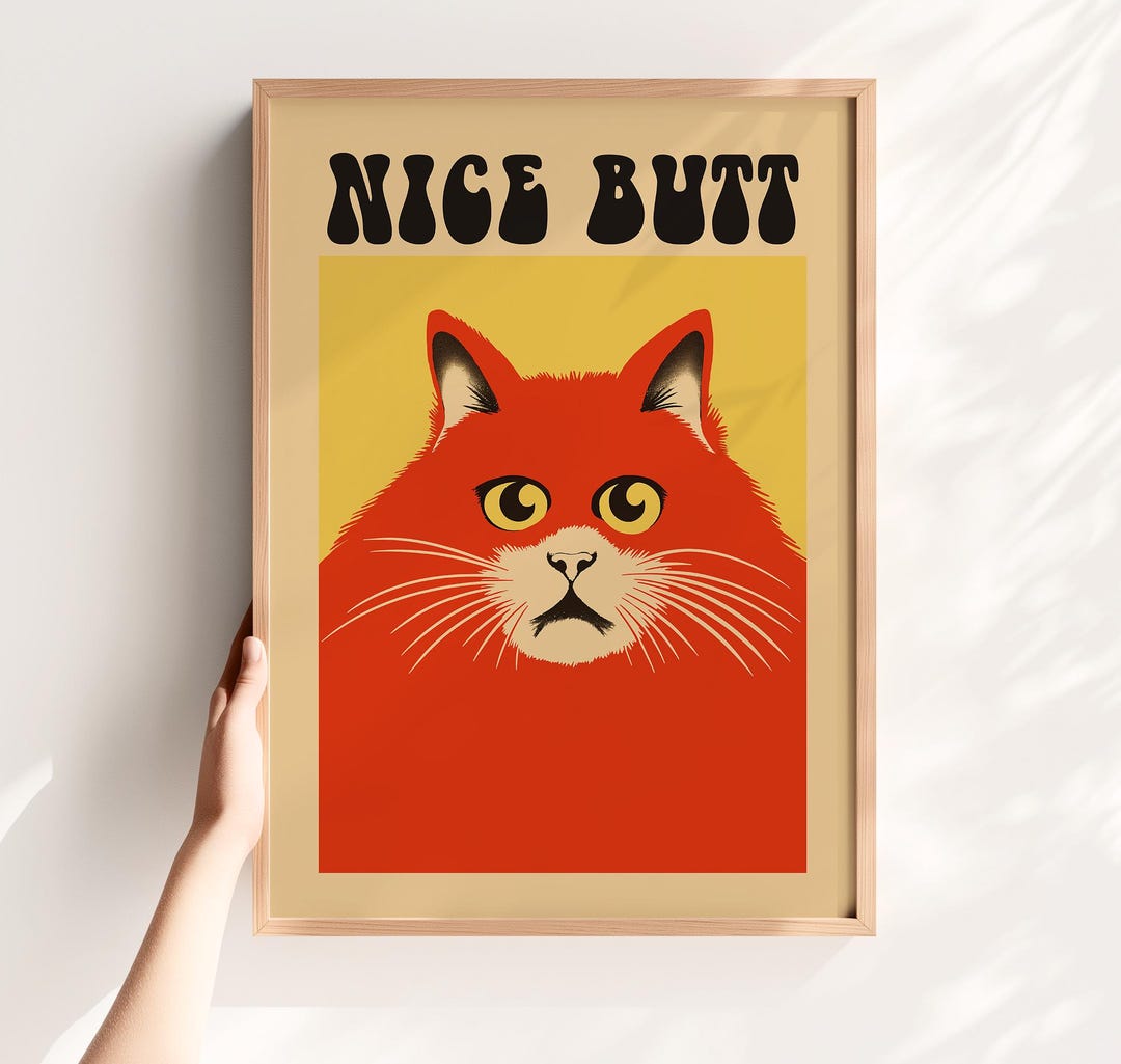 Funny Cat Bathroom Wall Art Funky Retro Toilet Prints for Guest Loo ...