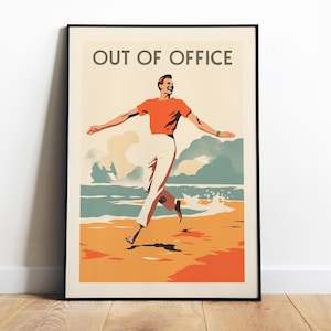 Office Humor Art Printable Out of Office Print Funny Retro Print Digital Office Art Vintage Vacation Poster Retro Travel Art Do Not Disturb