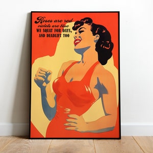 Retro Gym Poster Fitness Mädchen Druck Frau Gewichtheber Druck Weiblich Bodycycling Vintage Print Gym Print Kunst für Home Gym Gym Motivation Art