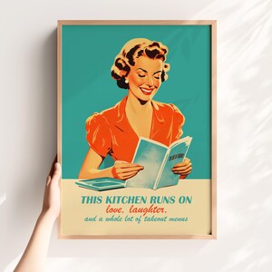 Retro Kitchen Print Download Funny Kitchen Art  50s Style Posters Retro Cooking Quote Print Happy Housewife Prints Cooking Poster Digital