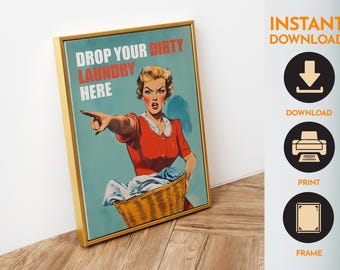 洗濯物をここに落としてください。印刷可能なランドリーウォールアート