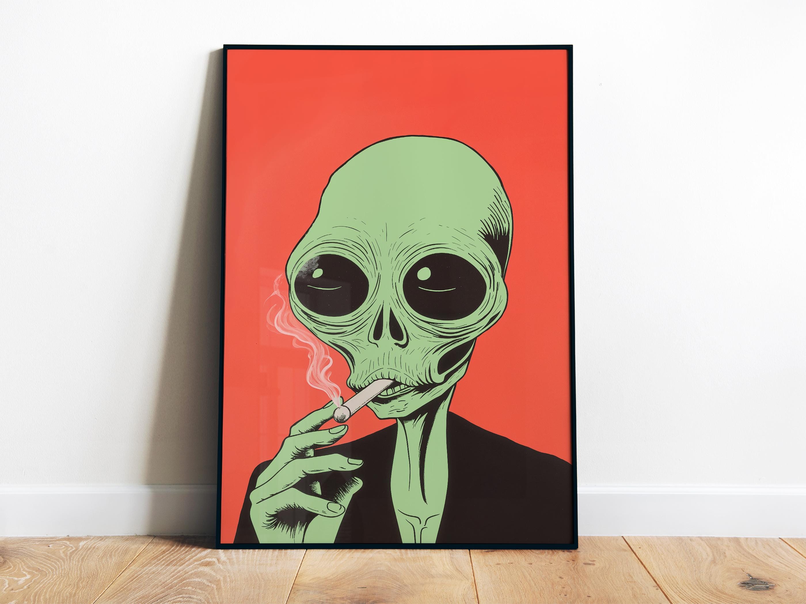 Green Alien Smoking