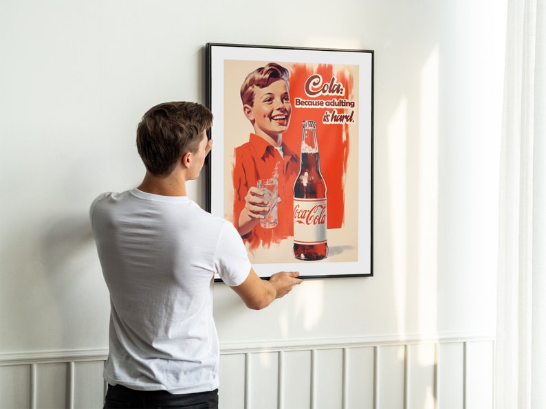 Affiche Coca-Cola, art mural Cola, affiche d'une bouteille de coke, affiche amusante, impression de cuisine, affiche de publicité rétro, style années 50 et 60, impressions pour cuisine, impressions rétro image 6