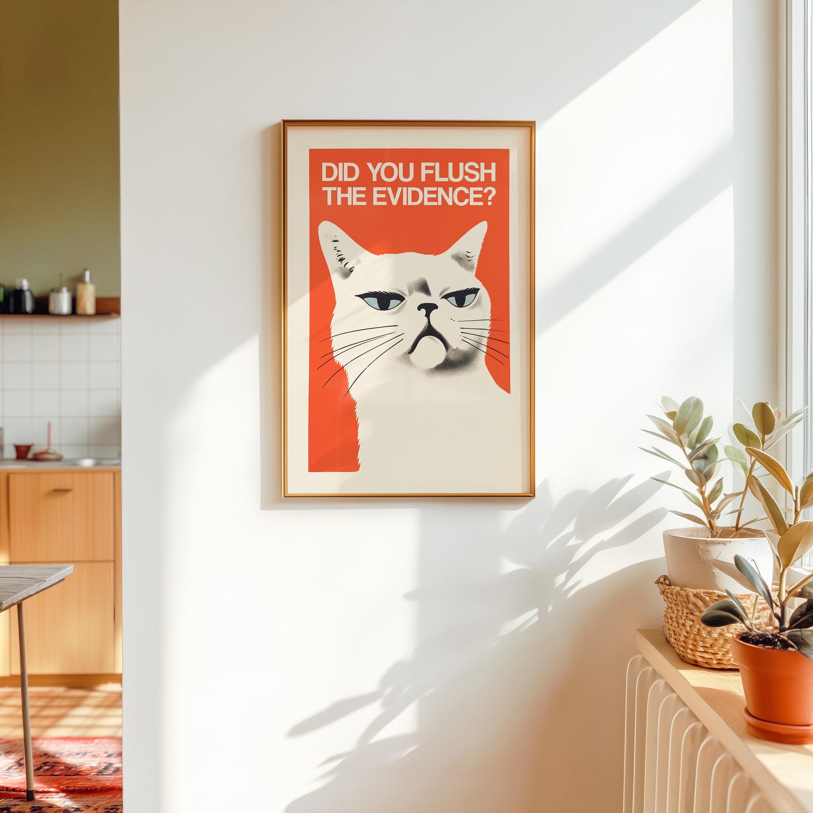Funny Toilet Poster Restroom Wall Art Guest Bathroom Decor Cat Bathroom ...