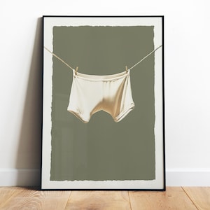 Divertente arte del bucato stampabile decorazione per ripostiglio minimalista arte murale per il giorno del bucato divertente arte del lavaggio poster digitale di biancheria intima appesa stampa