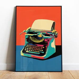 Retro Typewriter Print Literary Art Maximalist Eclectic Wall Art Vintage Typewriter Poster Typewriter Art Print Colourful Typewriter Art