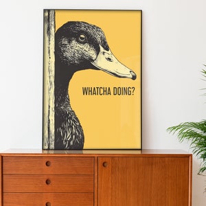 Retro Bathroom Wall Art Printable Funny Duck Poster Pooping Digital ...