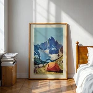 Retro Tent Outdoors Art Prints Mountain Camping Print Hiking Wall Art Printable Rock Climbing Art Cabin Wall Print Outdoorsy Home Decor