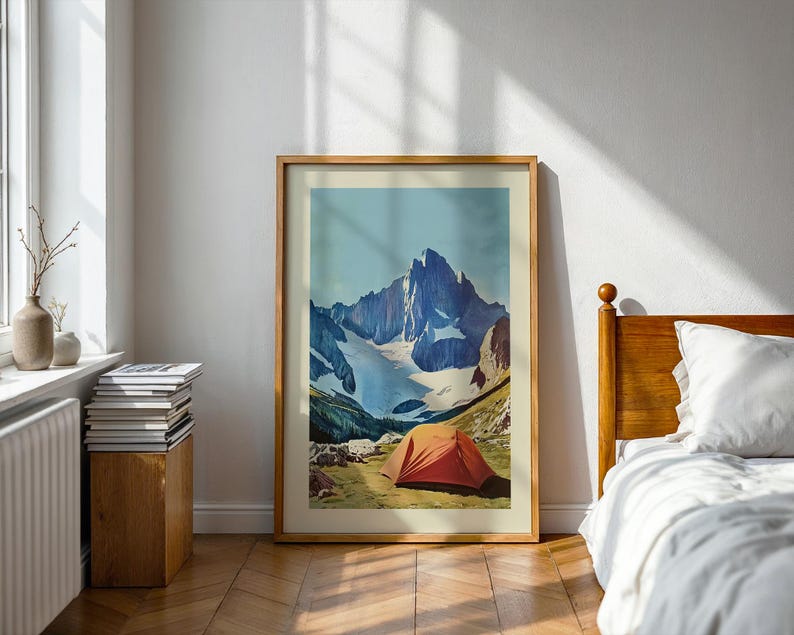 Retro Tent Outdoors Art Prints Mountain Camping Print Hiking Wall Art Printable Rock Climbing Art Cabin Wall Print Outdoorsy Home Decor