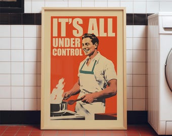 Retro Kitchen Print Funny Poster Kitchen Wall Art for Man Cooking Kitchen Poster Digital Download 50s 60s Style Funny Print Retro Wall Art