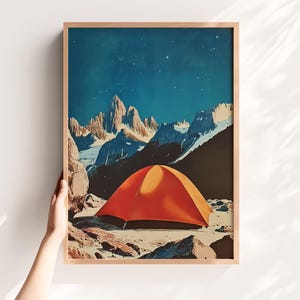 Retro Tent Outdoors Art Print - Mountaineer Wall Art Printable Camping Art Print Retro Hiking Art Cabin Wall Print Outdoorsy Home Decor