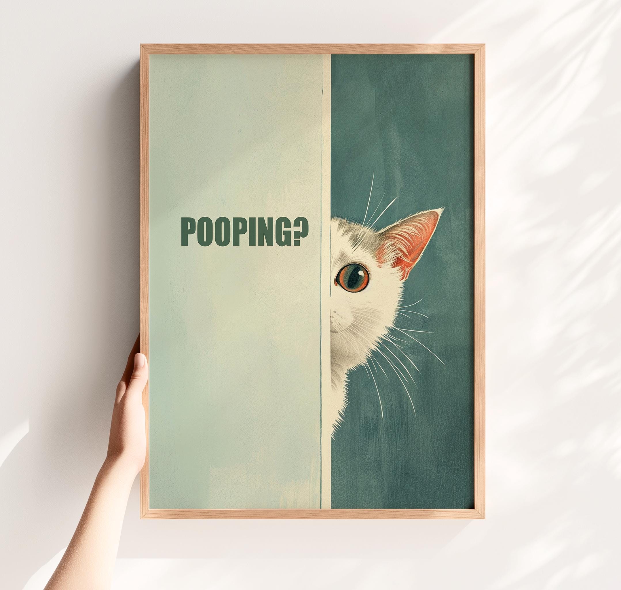 Toilet Poster Funny Cat Bathroom Art Are You Pooping Powder Room Decor ...