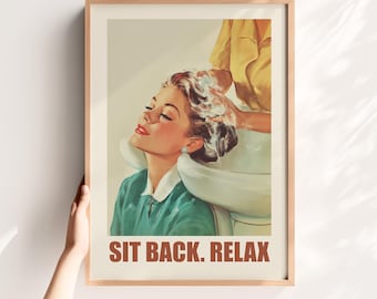 Retro Hair Salon Print: Funny Vintage Beauty Room Decor (Digital Download)
