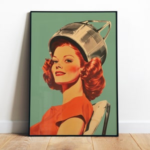 Póster de peluquería para pared, divertido póster de peluquería, impresión retro, arte de salón de belleza, impresión retro, impresiones digitales
