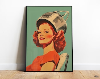 Retro Hair Salon Poster: 60s Woman Print (Digital Download)
