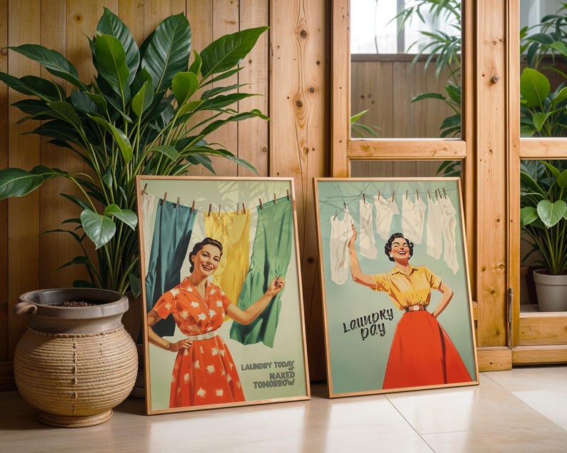 Laundry Room Wall Art Printable Laundry Art Retro Funny Housewife Print ...