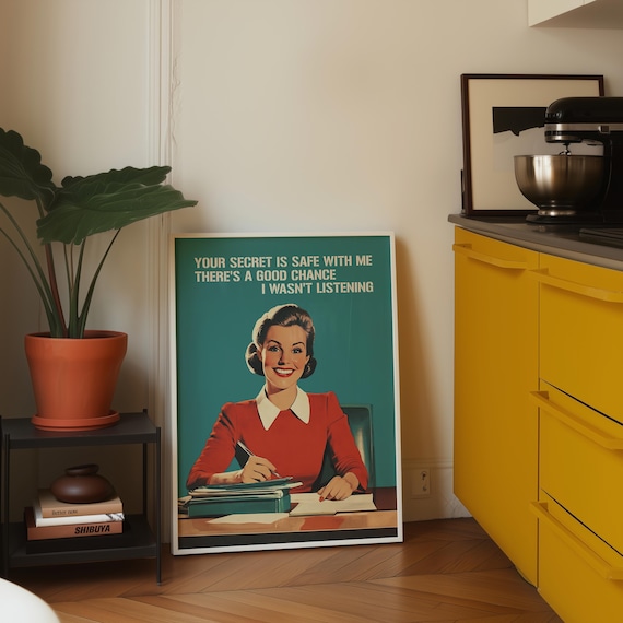 Funny Office Humor Print, Retro 1950s Style Sarcastic Poster Digital Download