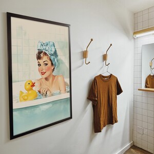 Retro Bathroom Wall Art Printable Bath Time Print Yellow Rubber Duck ...