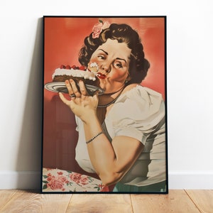 Retro Kuchnia Sztuka Ścienna Zabawny Plakat do Piekarni Wydrukowany Vintage Kuchnia Plakat Ciasto Sztuka Ścienna Zabawna Sztuka Jedzenia Słodki Plakat Gotowanie Wydruk Pie