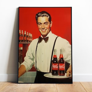 Retro Kitchen Wall Art Printable Vintage Coca Cola Poster Retro Ad Digital Soda Print Coke Art Cola Bottle Printable Retro Bar Poster Office