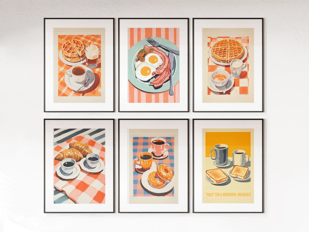 Retro Food Wall Art Retro Kitchen Poster Set of 6 Donut Print Kitchen ...