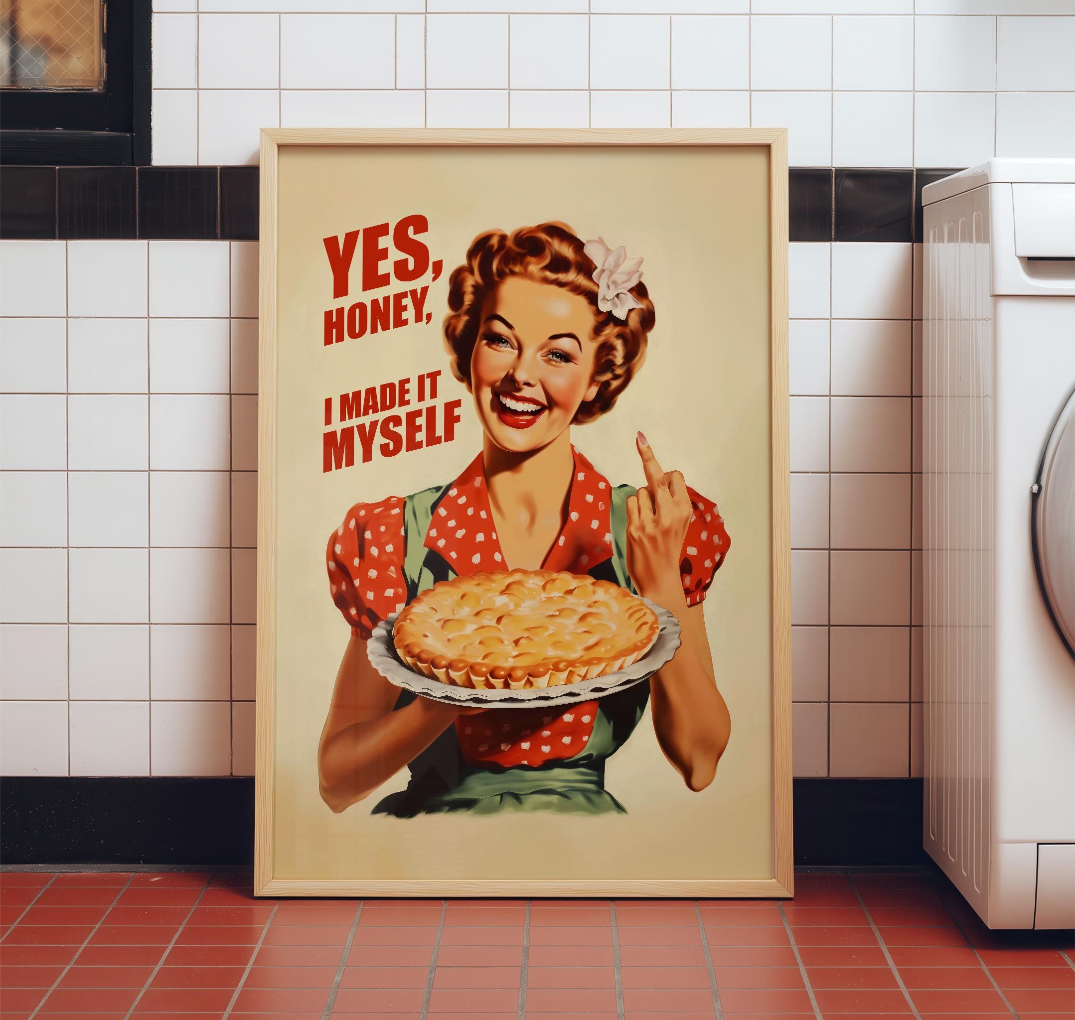 Fun Kitchen Posters Funny Kitchen Poster Chef With a Middle Finger Art Nostalgic Digital ...