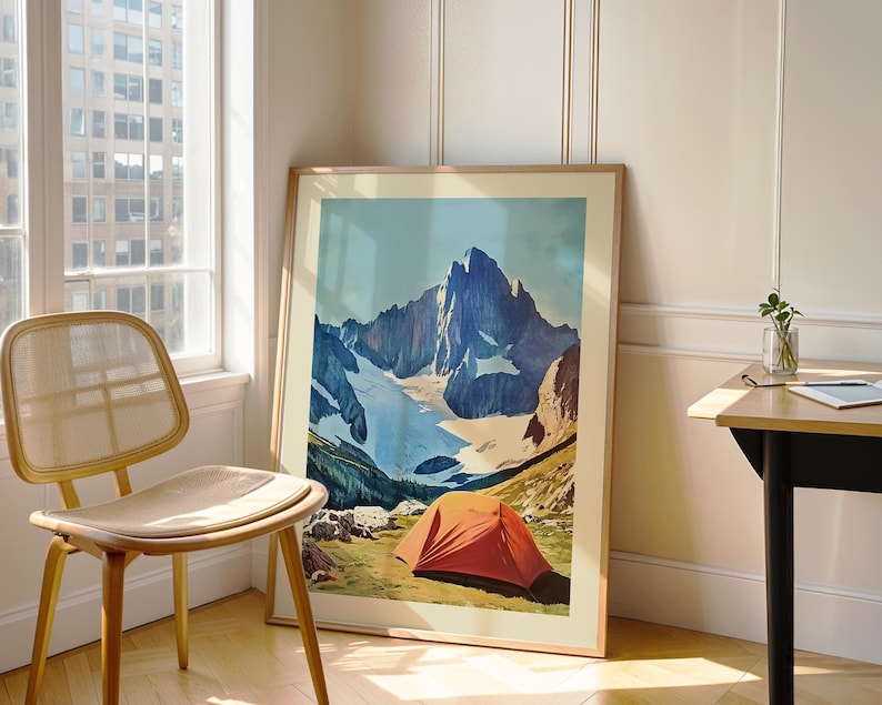 Retro Tent Outdoors Art Prints Mountain Camping Print Hiking Wall Art Printable Rock Climbing Art Cabin Wall Print Outdoorsy Home Decor