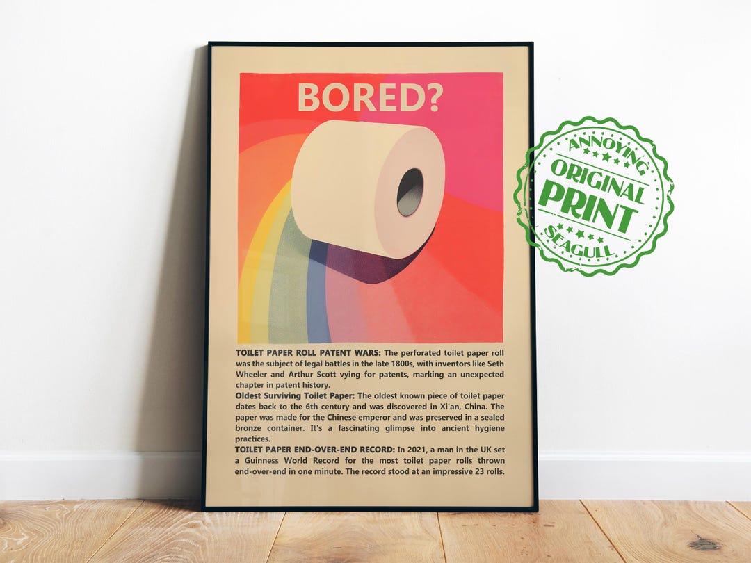 Bathroom Wall Art Retro Toilet Art Funny Toilet Art Bored Print ...