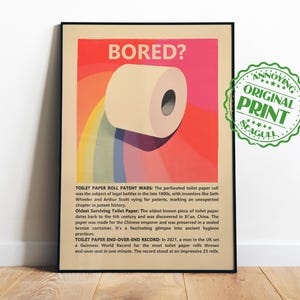 Bathroom Wall Art Retro Toilet Art Funny Toilet Art Bored Print Maximalist Wall Art Paper Roll Funny Pink Toilet Poster WC Prints Digital